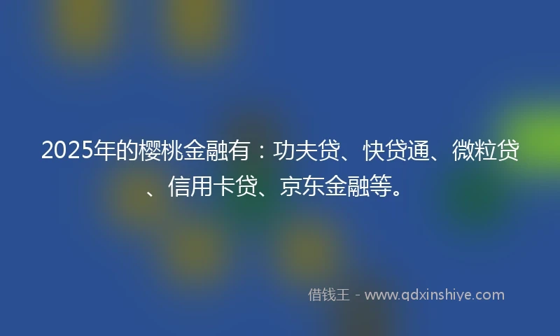 2025年的樱桃金融有：功夫贷、快贷通、微粒贷、信用卡贷、京东金融等。
