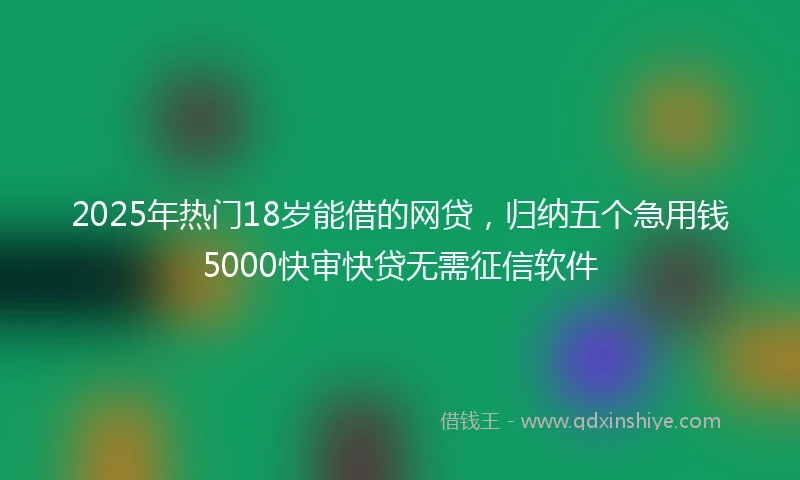 2025年热门18岁能借的网贷，归纳五个急用钱5000快审快贷无需征信软件