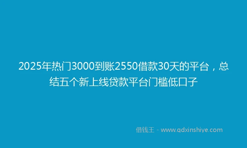 2025年热门3000到账2550借款30天的平台，总结五个新上线贷款平台门槛低口子
