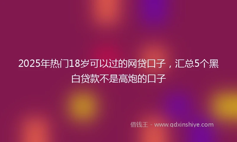 2025年热门18岁可以过的网贷口子，汇总5个黑白贷款不是高炮的口子