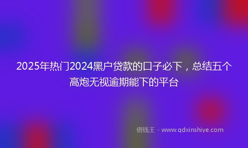 2025年热门2024黑户贷款的口子必下，总结五个高炮无视逾期能下的平台