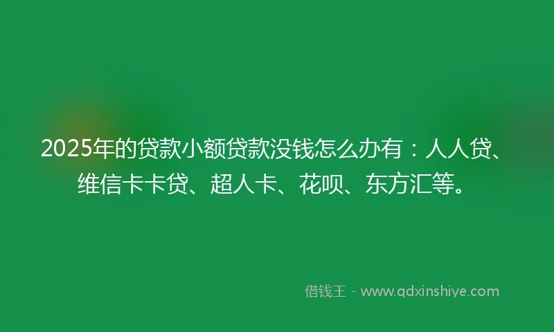 2025年的贷款小额贷款没钱怎么办有：人人贷、维信卡卡贷、超人卡、花呗、东方汇等。