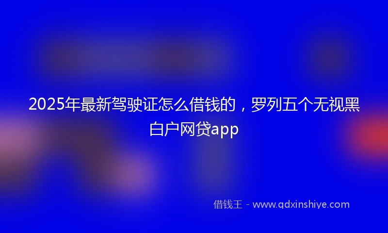 2025年最新驾驶证怎么借钱的，罗列五个无视黑白户网贷app