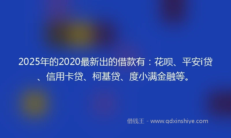 2025年的2020最新出的借款有：花呗、平安i贷、信用卡贷、柯基贷、度小满金融等。