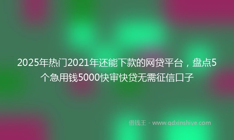 2025年热门2021年还能下款的网贷平台，盘点5个急用钱5000快审快贷无需征信口子