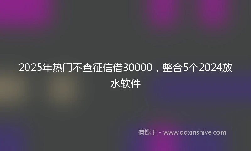 2025年热门不查征信借30000，整合5个2024放水软件