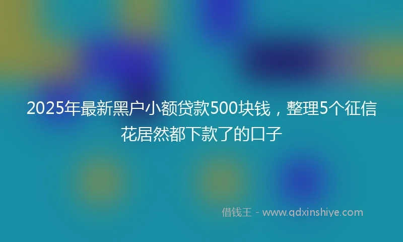 2025年最新黑户小额贷款500块钱，整理5个征信花居然都下款了的口子
