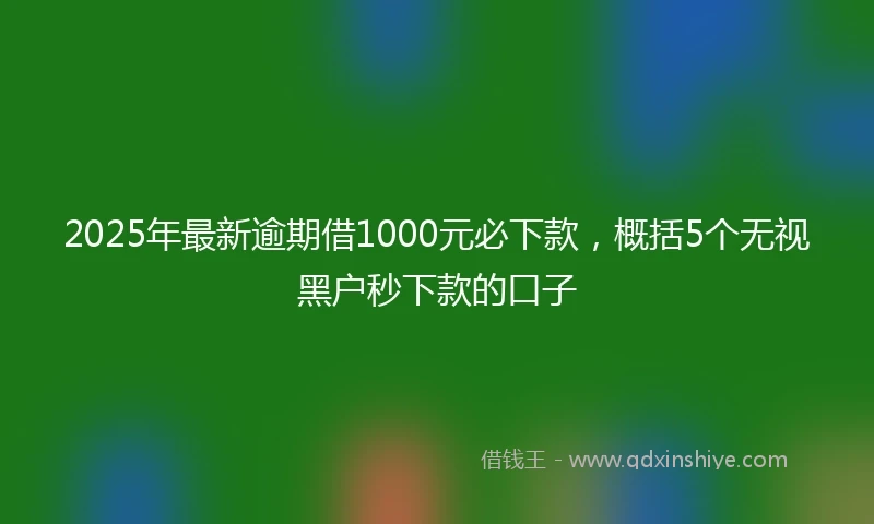 2025年最新逾期借1000元必下款，概括5个无视黑户秒下款的口子