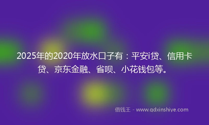 2025年的2020年放水口子有：平安i贷、信用卡贷、京东金融、省呗、小花钱包等。