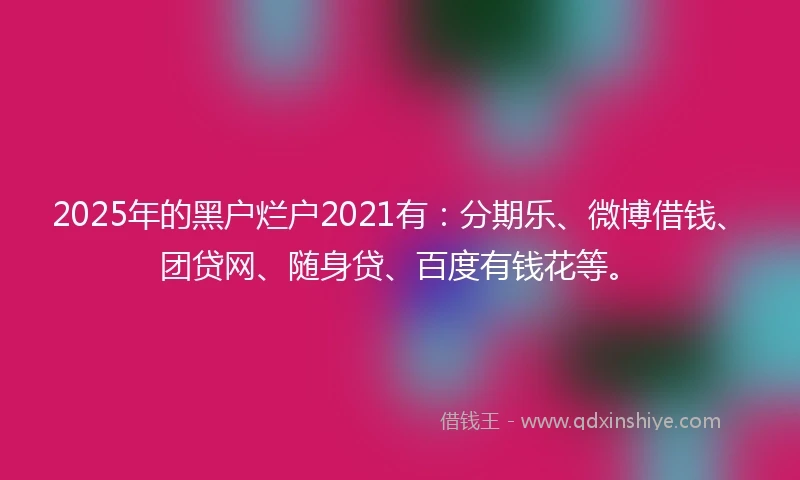 2025年的黑户烂户2021有：分期乐、微博借钱、团贷网、随身贷、百度有钱花等。