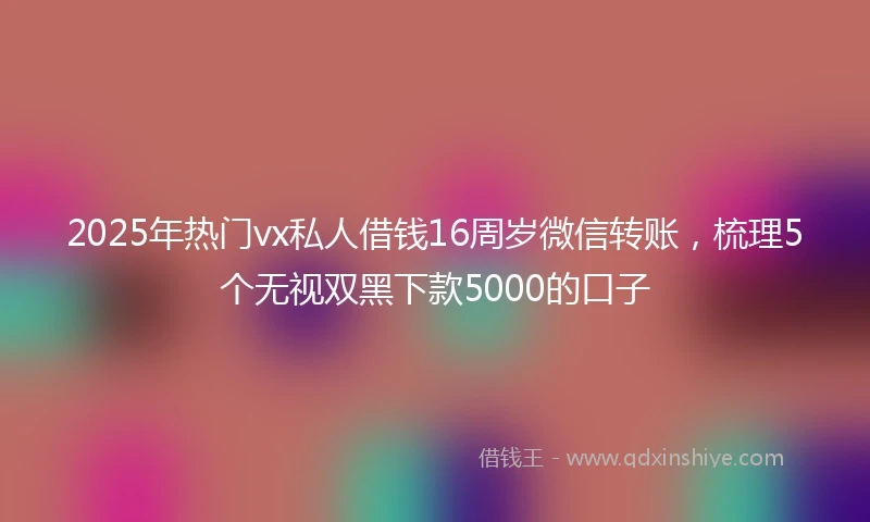 2025年热门vx私人借钱16周岁微信转账，梳理5个无视双黑下款5000的口子