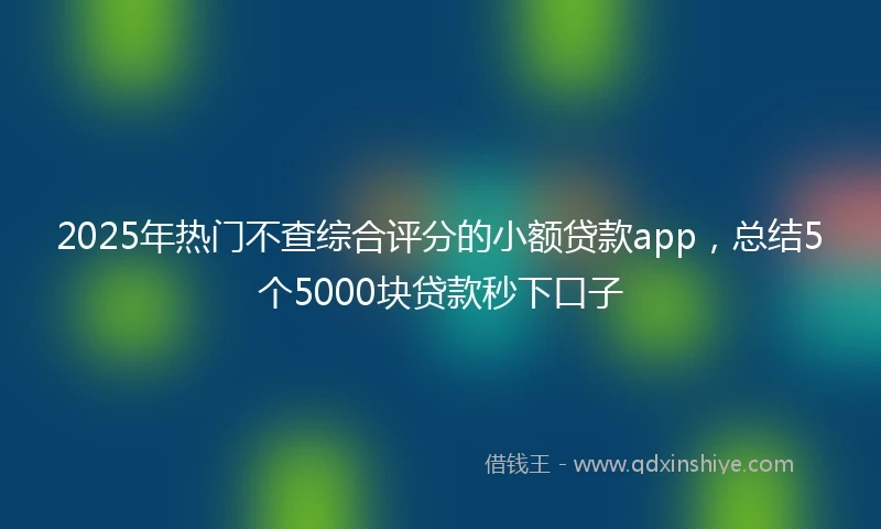 2025年热门不查综合评分的小额贷款app，总结5个5000块贷款秒下口子