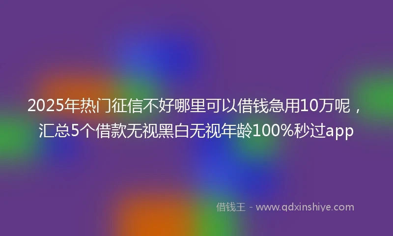 2025年热门征信不好哪里可以借钱急用10万呢，汇总5个借款无视黑白无视年龄100%秒过app