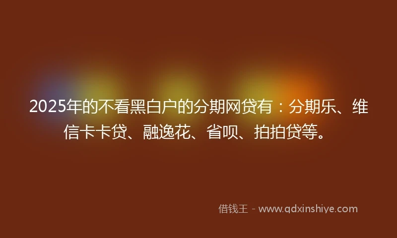2025年的不看黑白户的分期网贷有：分期乐、维信卡卡贷、融逸花、省呗、拍拍贷等。