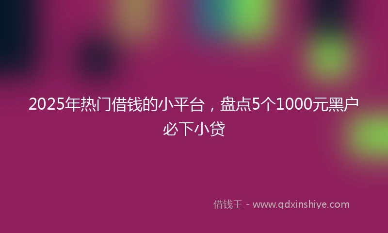 2025年热门借钱的小平台，盘点5个1000元黑户必下小贷