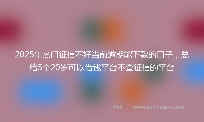2025年热门征信不好当前逾期能下款的口子，总结5个20岁可以借钱平台不查征信的平台