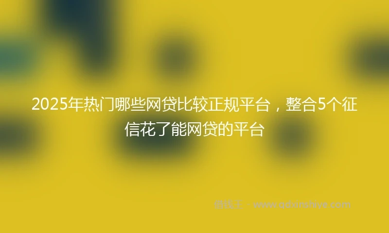 2025年热门哪些网贷比较正规平台，整合5个征信花了能网贷的平台