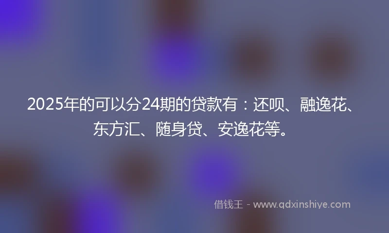 2025年的可以分24期的贷款有：还呗、融逸花、东方汇、随身贷、安逸花等。