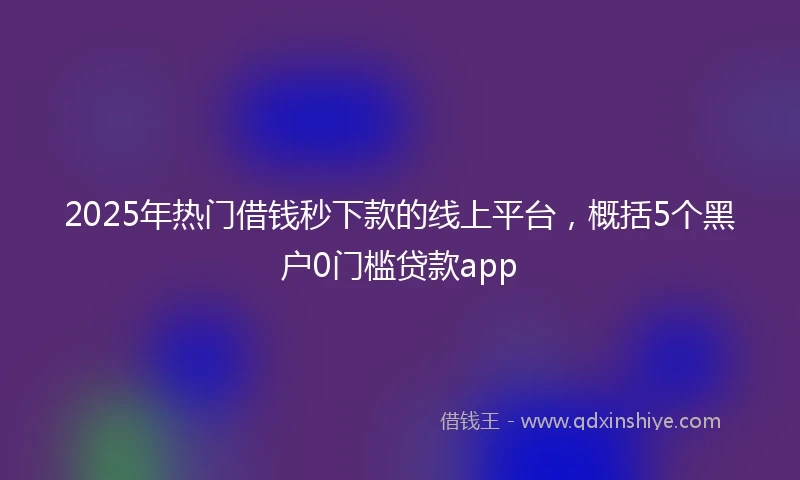 2025年热门借钱秒下款的线上平台，概括5个黑户0门槛贷款app