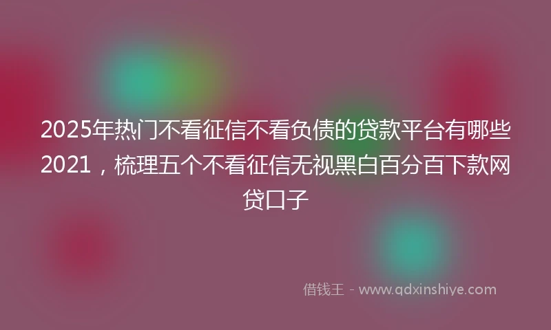 2025年热门不看征信不看负债的贷款平台有哪些2021，梳理五个不看征信无视黑白百分百下款网贷口子