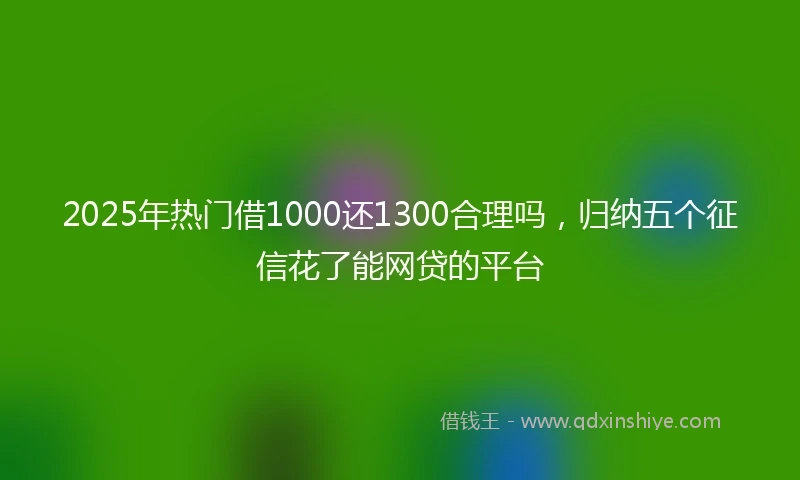 2025年热门借1000还1300合理吗，归纳五个征信花了能网贷的平台