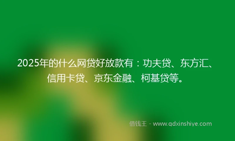 2025年的什么网贷好放款有：功夫贷、东方汇、信用卡贷、京东金融、柯基贷等。