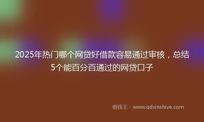 2025年热门哪个网贷好借款容易通过审核，总结5个能百分百通过的网贷口子