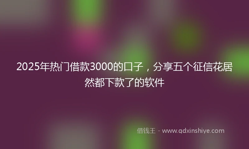 2025年热门借款3000的口子，分享五个征信花居然都下款了的软件