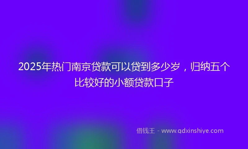 2025年热门南京贷款可以贷到多少岁，归纳五个比较好的小额贷款口子
