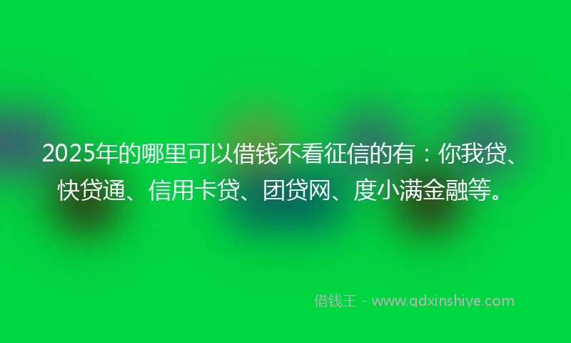 2025年的哪里可以借钱不看征信的有：你我贷、快贷通、信用卡贷、团贷网、度小满金融等。