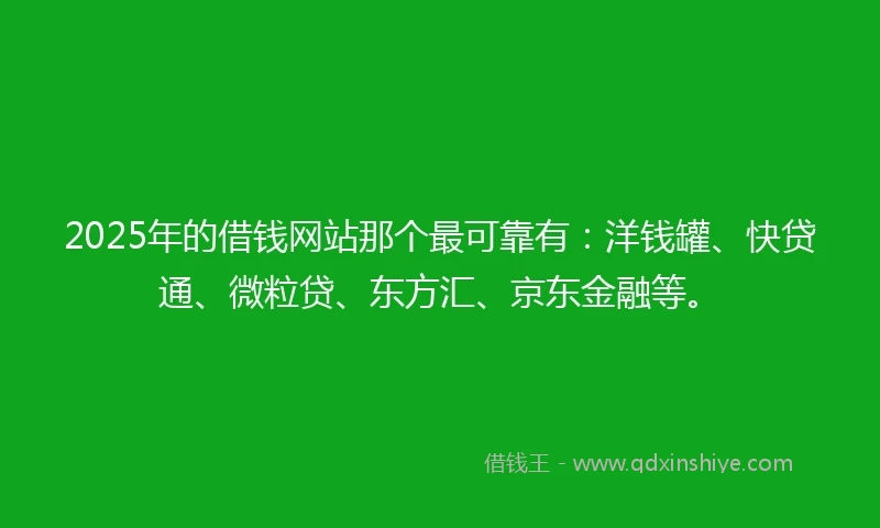 2025年的借钱网站那个最可靠有：洋钱罐、快贷通、微粒贷、东方汇、京东金融等。