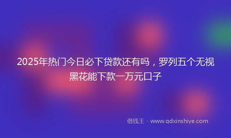 2025年热门今日必下贷款还有吗，罗列五个无视黑花能下款一万元口子