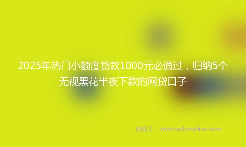 2025年热门小额度贷款1000元必通过，归纳5个无视黑花半夜下款的网贷口子