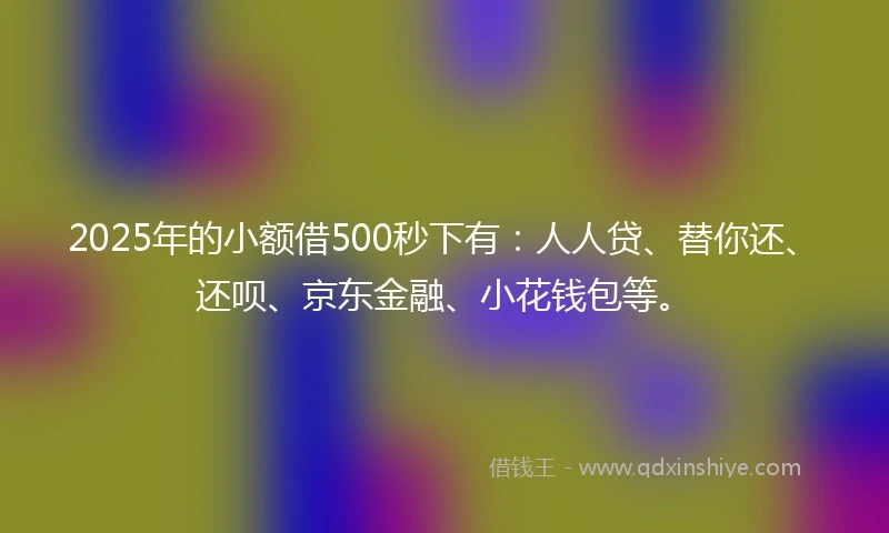 2025年的小额借500秒下有：人人贷、替你还、还呗、京东金融、小花钱包等。