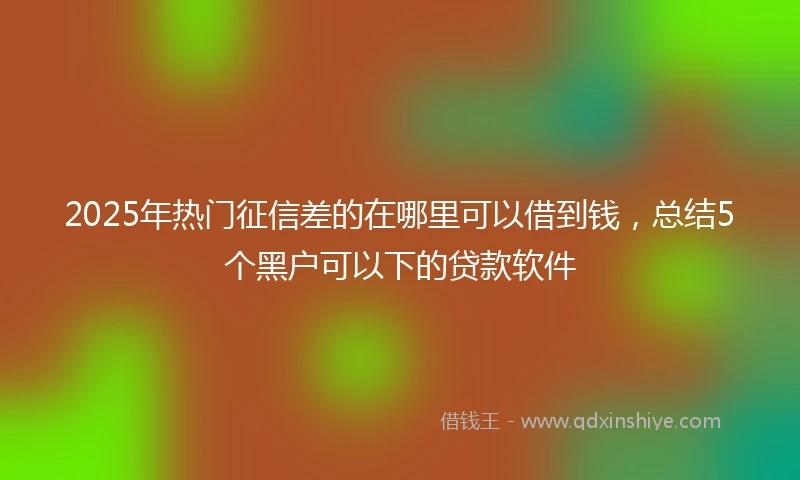2025年热门征信差的在哪里可以借到钱，总结5个黑户可以下的贷款软件