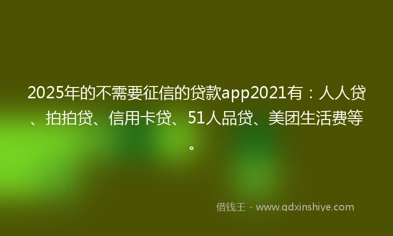 2025年的不需要征信的贷款app2021有：人人贷、拍拍贷、信用卡贷、51人品贷、美团生活费等。