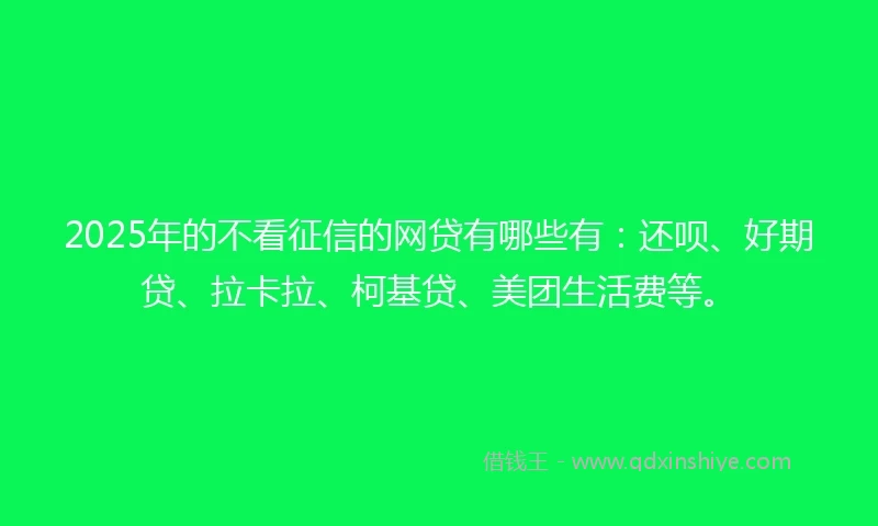 2025年的不看征信的网贷有哪些有：还呗、好期贷、拉卡拉、柯基贷、美团生活费等。