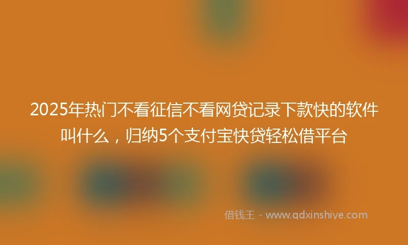 2025年热门不看征信不看网贷记录下款快的软件叫什么，归纳5个支付宝快贷轻松借平台