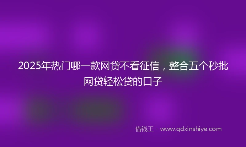 2025年热门哪一款网贷不看征信，整合五个秒批网贷轻松贷的口子