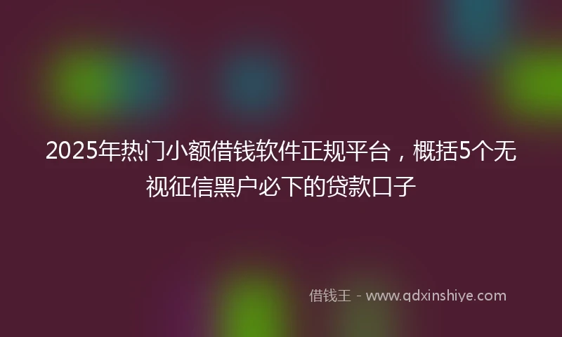 2025年热门小额借钱软件正规平台，概括5个无视征信黑户必下的贷款口子