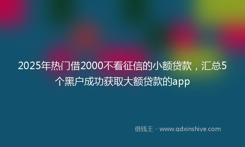 2025年热门借2000不看征信的小额贷款，汇总5个黑户成功获取大额贷款的app