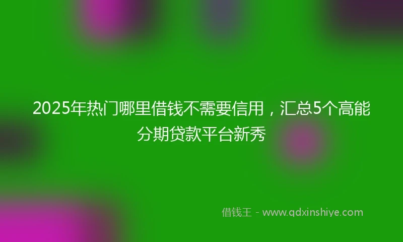 2025年热门哪里借钱不需要信用，汇总5个高能分期贷款平台新秀