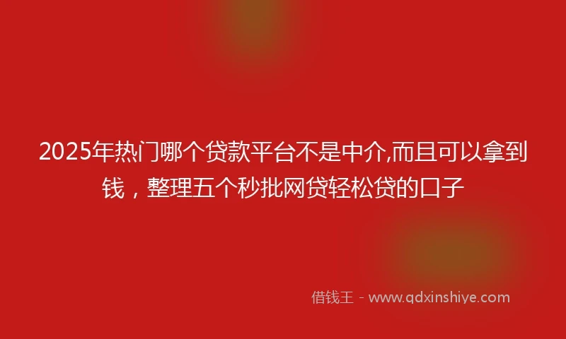 2025年热门哪个贷款平台不是中介,而且可以拿到钱，整理五个秒批网贷轻松贷的口子