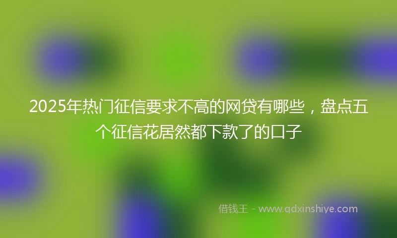 2025年热门征信要求不高的网贷有哪些，盘点五个征信花居然都下款了的口子