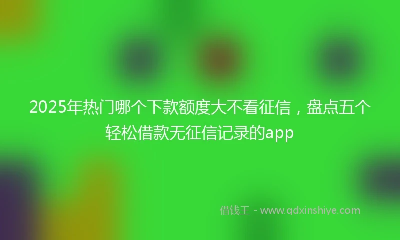 2025年热门哪个下款额度大不看征信，盘点五个轻松借款无征信记录的app