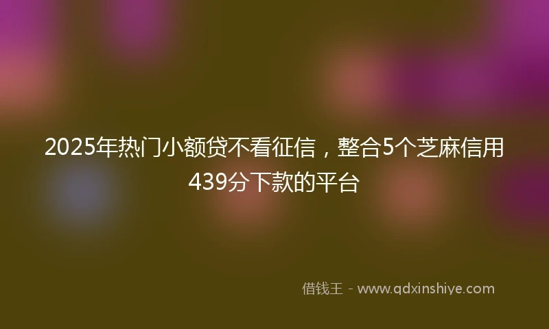 2025年热门小额贷不看征信，整合5个芝麻信用439分下款的平台