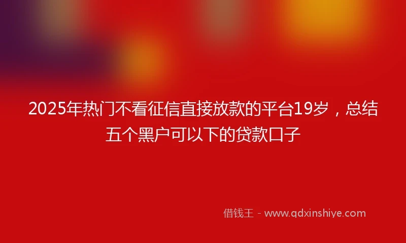 2025年热门不看征信直接放款的平台19岁，总结五个黑户可以下的贷款口子
