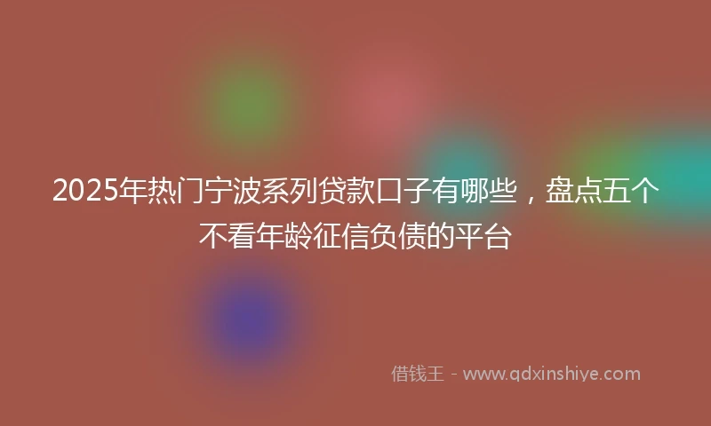 2025年热门宁波系列贷款口子有哪些，盘点五个不看年龄征信负债的平台