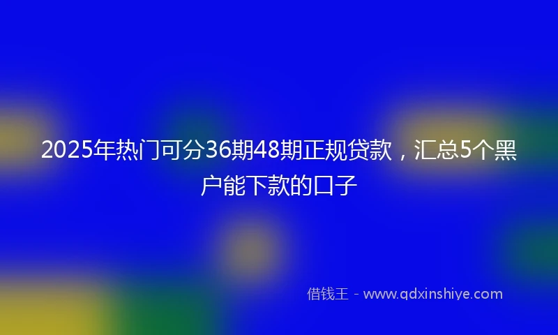 2025年热门可分36期48期正规贷款，汇总5个黑户能下款的口子