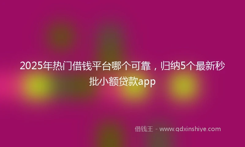 2025年热门借钱平台哪个可靠，归纳5个最新秒批小额贷款app